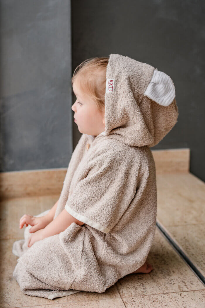 Toddler's Short Sleeve Bamboo Terry Cloth Poncho TEDDY BEAR