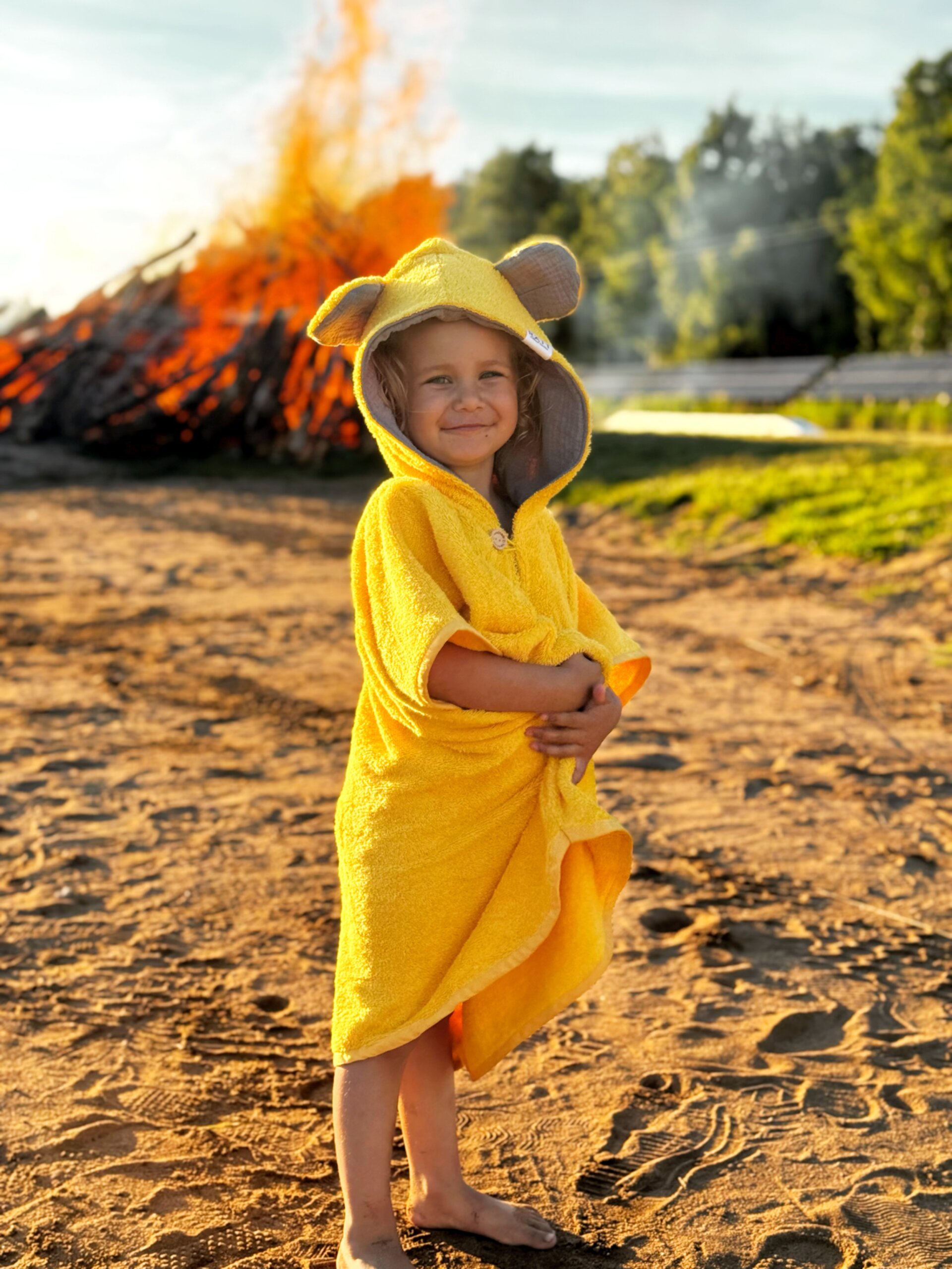Toddlers' Short Sleeve Cotton Terry Cloth Poncho TEDDY BEAR - Image 7