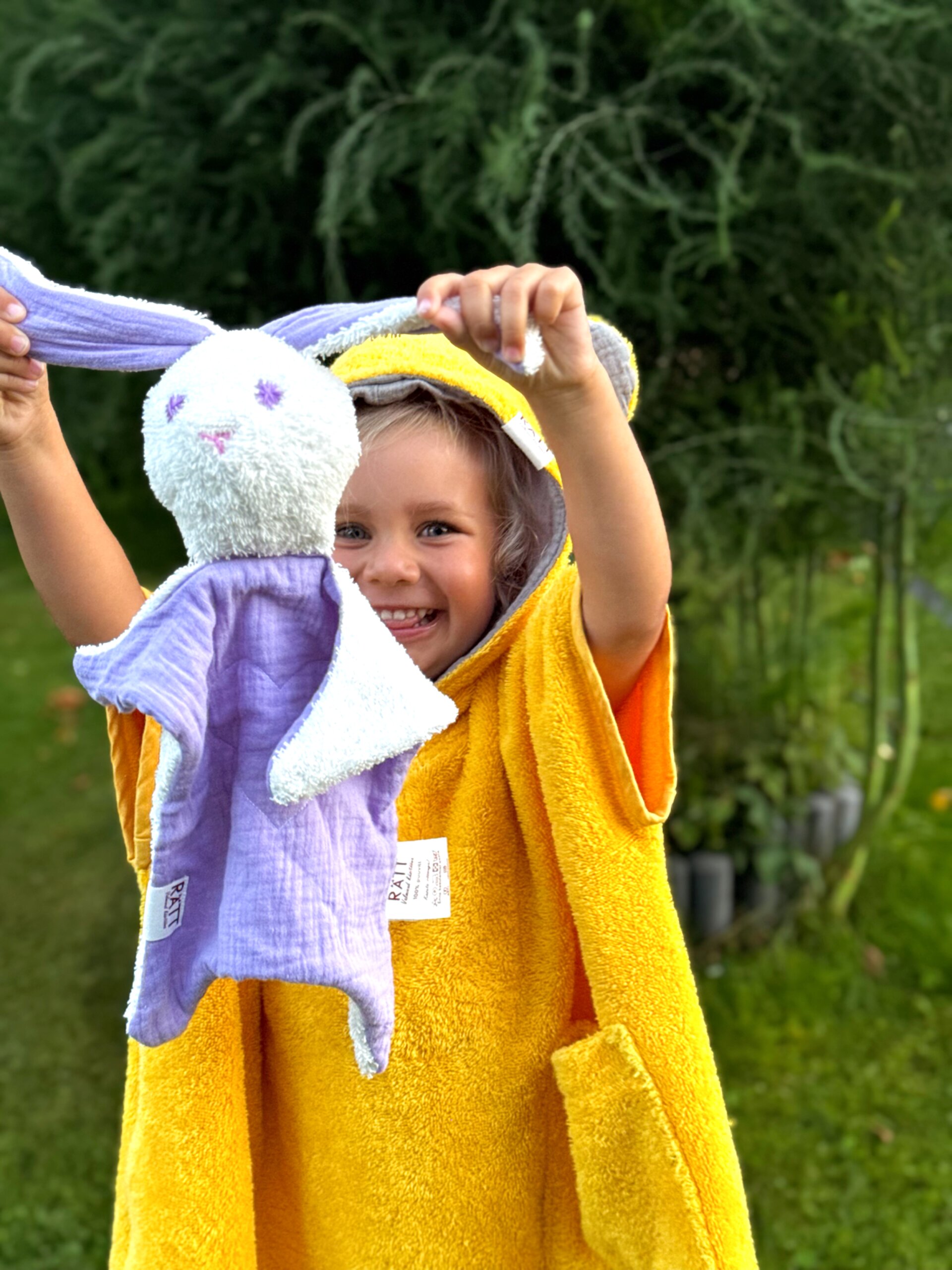 Toddlers' Short Sleeve Cotton Terry Cloth Poncho TEDDY BEAR - Image 6