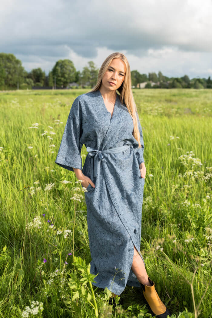 Puuvillasest broderii kangast kimono-hõlst - Image 10
