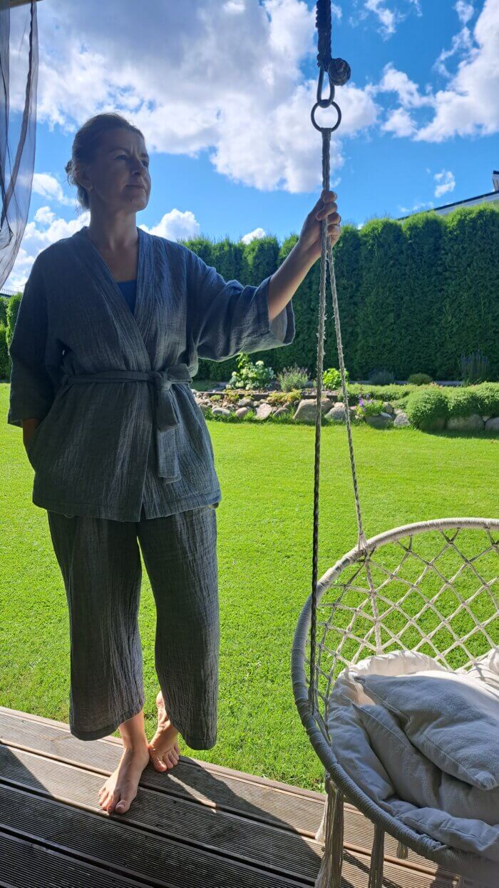 Melange musliinist lühike kimono jakk - Image 3