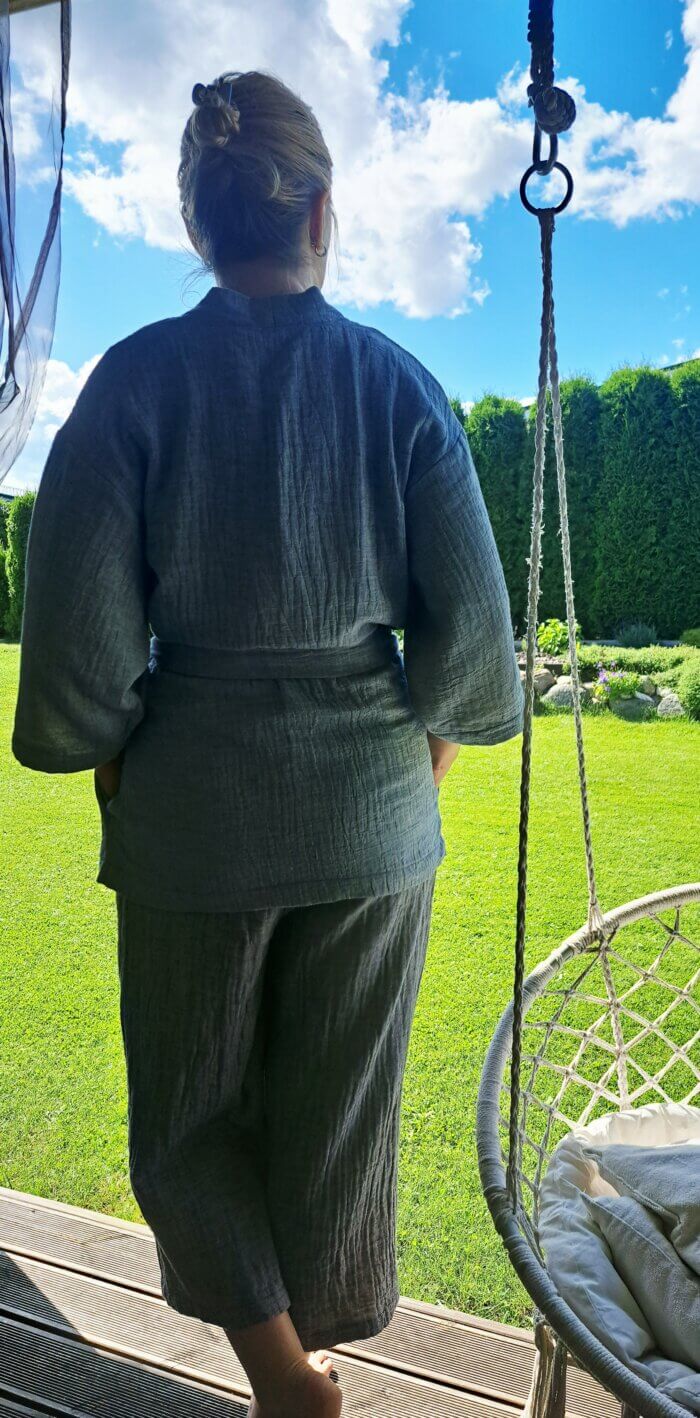Melange musliinist lühike kimono jakk - Image 2